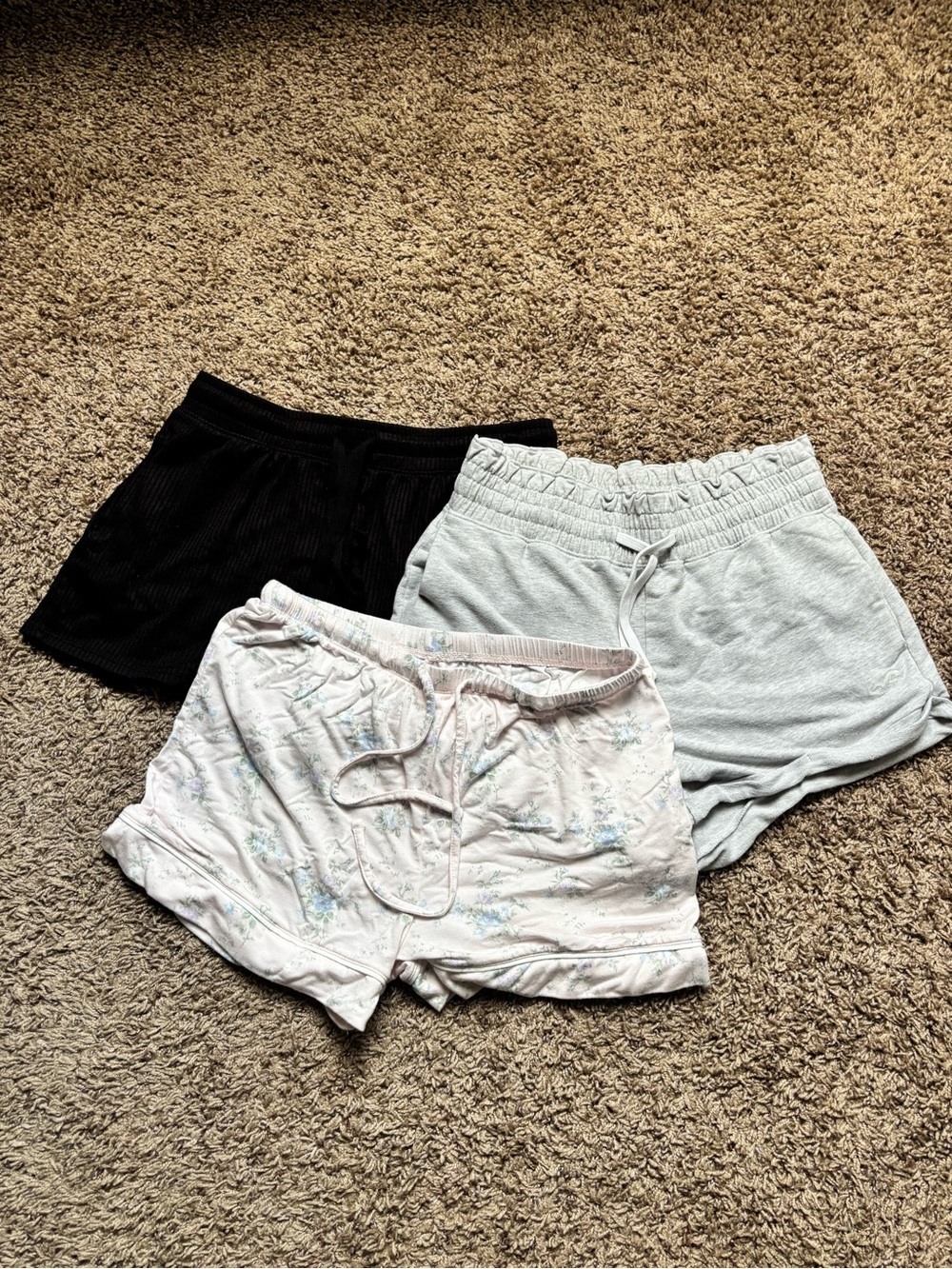 Women’s Lounge Shorts Pack - Black, Light Gray, Floral Pink